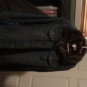 Faux Fur Denim Jean Jacket
